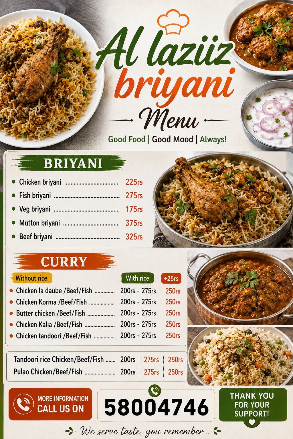 Al laziiz Briyani menu